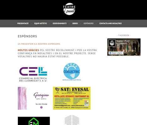 Cell patrocinador de la compañía de teatro "Teatre i Punt", Distribución material eléctrico y fontaneria en Barcelona