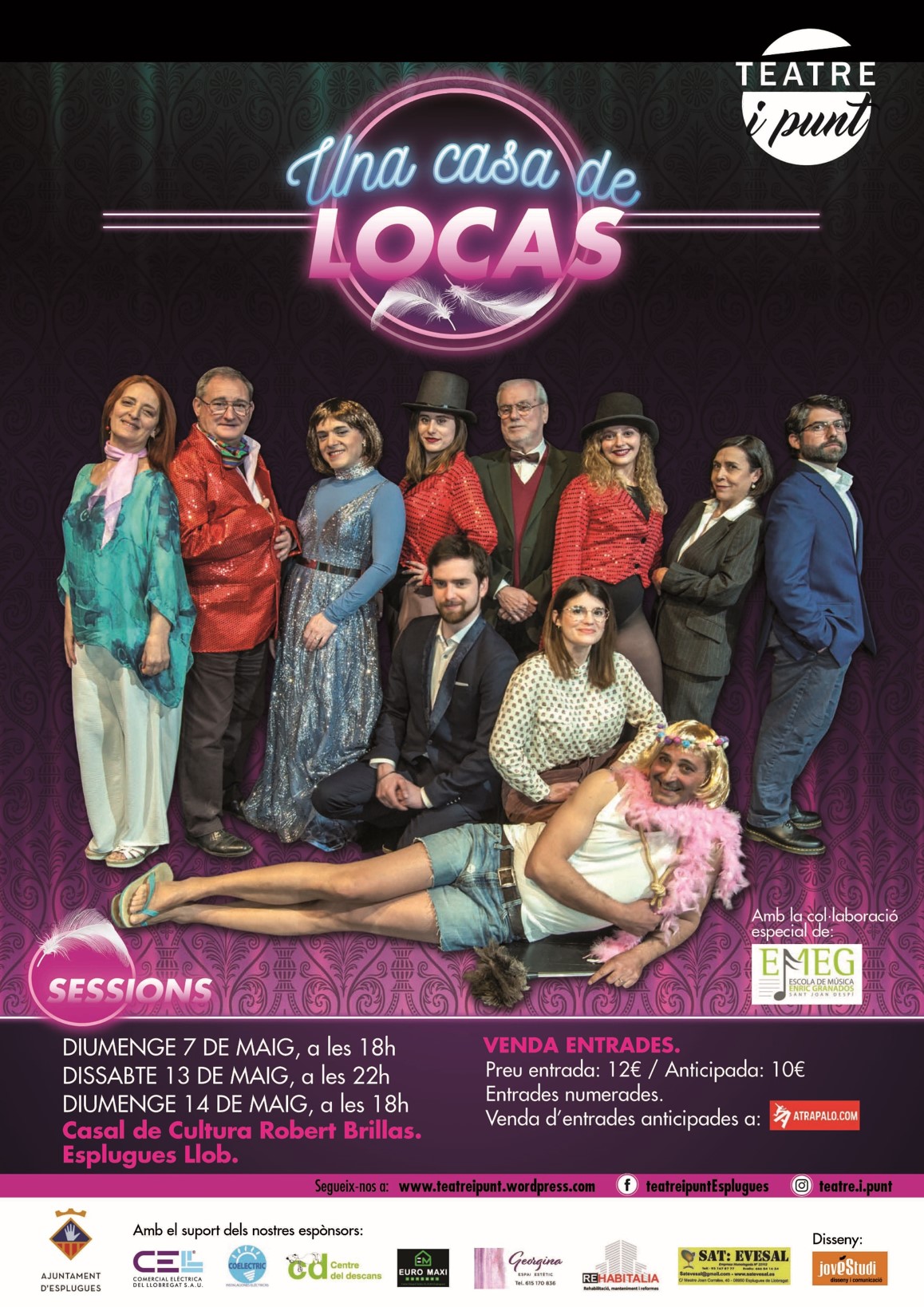 Cell patrocinador de la compañía de teatro "Teatre i Punt", Distribución material eléctrico y fontaneria en Barcelona