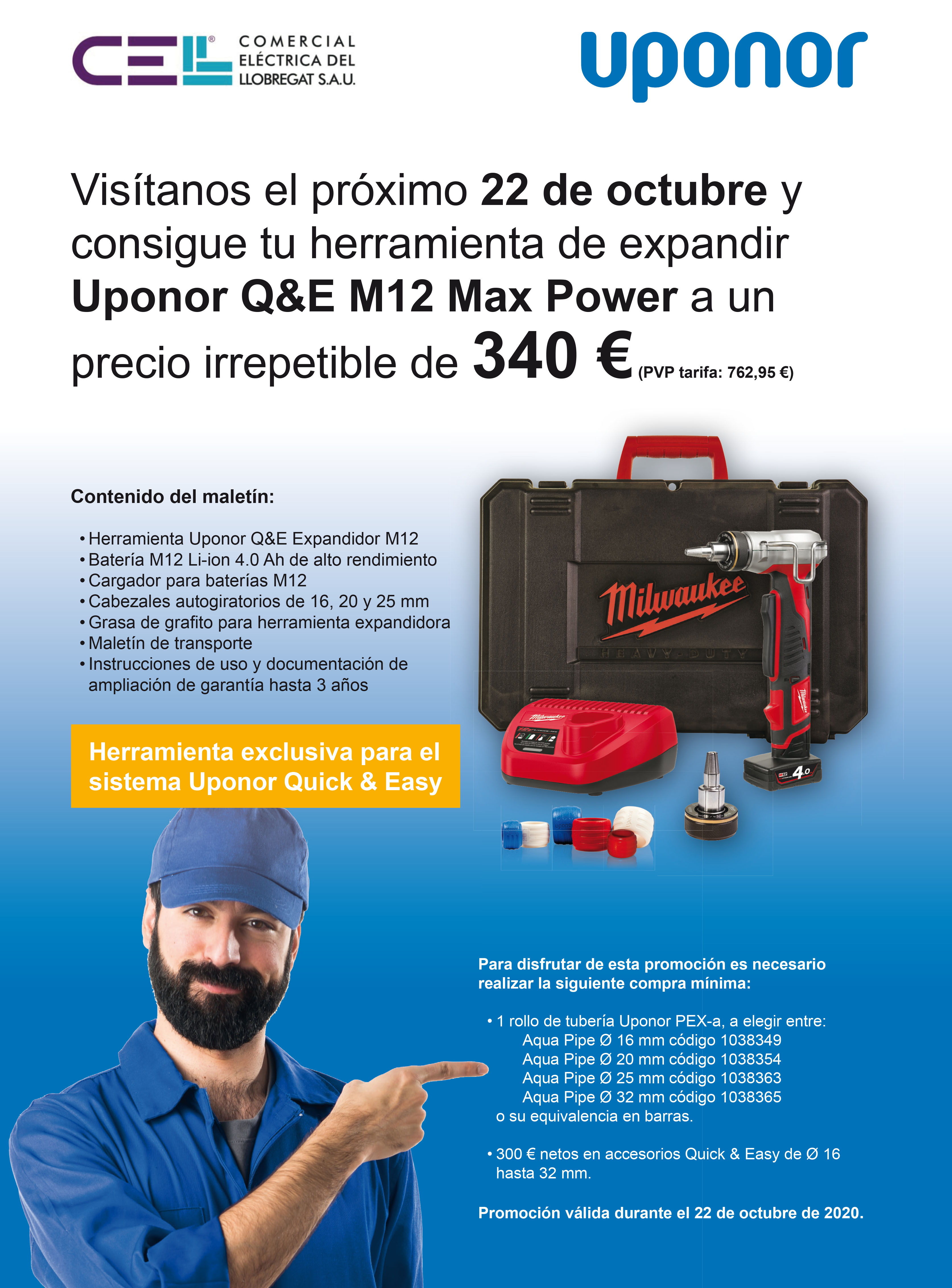 Ven a CELL el 22 de Octubre y Compra UPONOR, Distribución material eléctrico y fontaneria en Barcelona