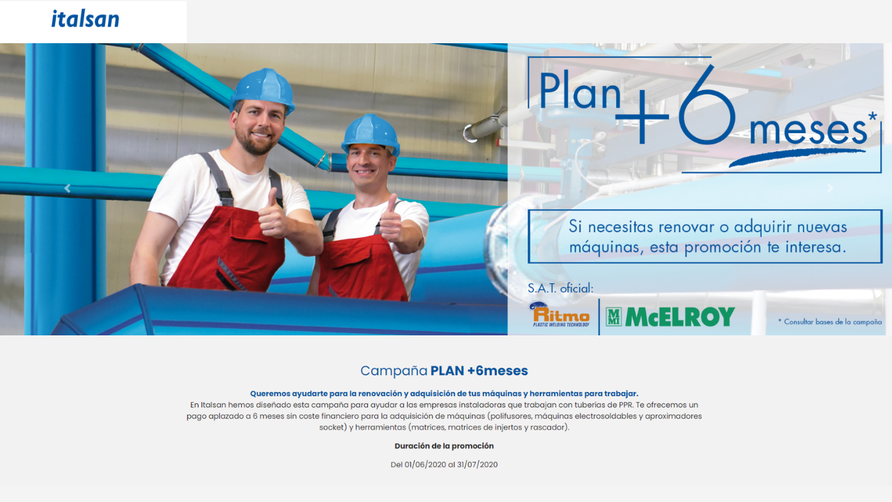 Campaña Plan + 6 Meses, Distribución material eléctrico y fontaneria en Barcelona