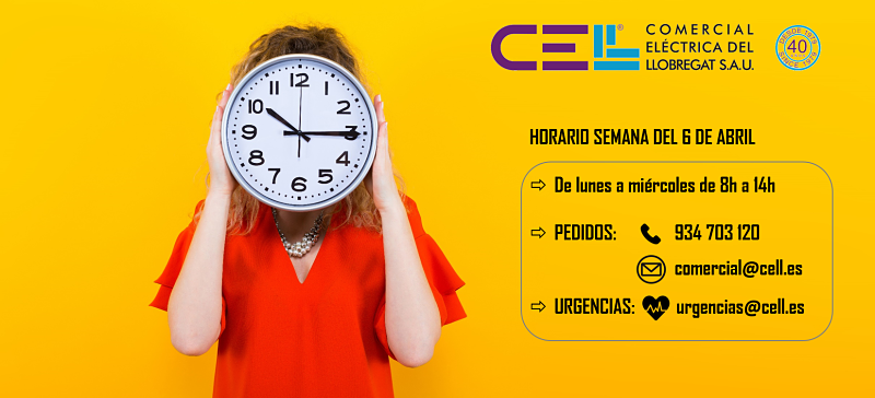 Horario  Semana del 6 Abril, Distribución material eléctrico y fontaneria en Barcelona