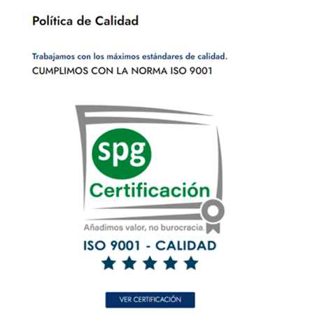 Renovamos nuestro Certificado de Calidad ISO 9001