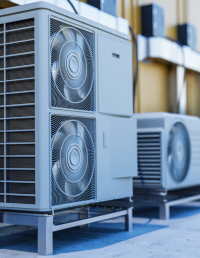 Close Up Heat Pump Outside Home